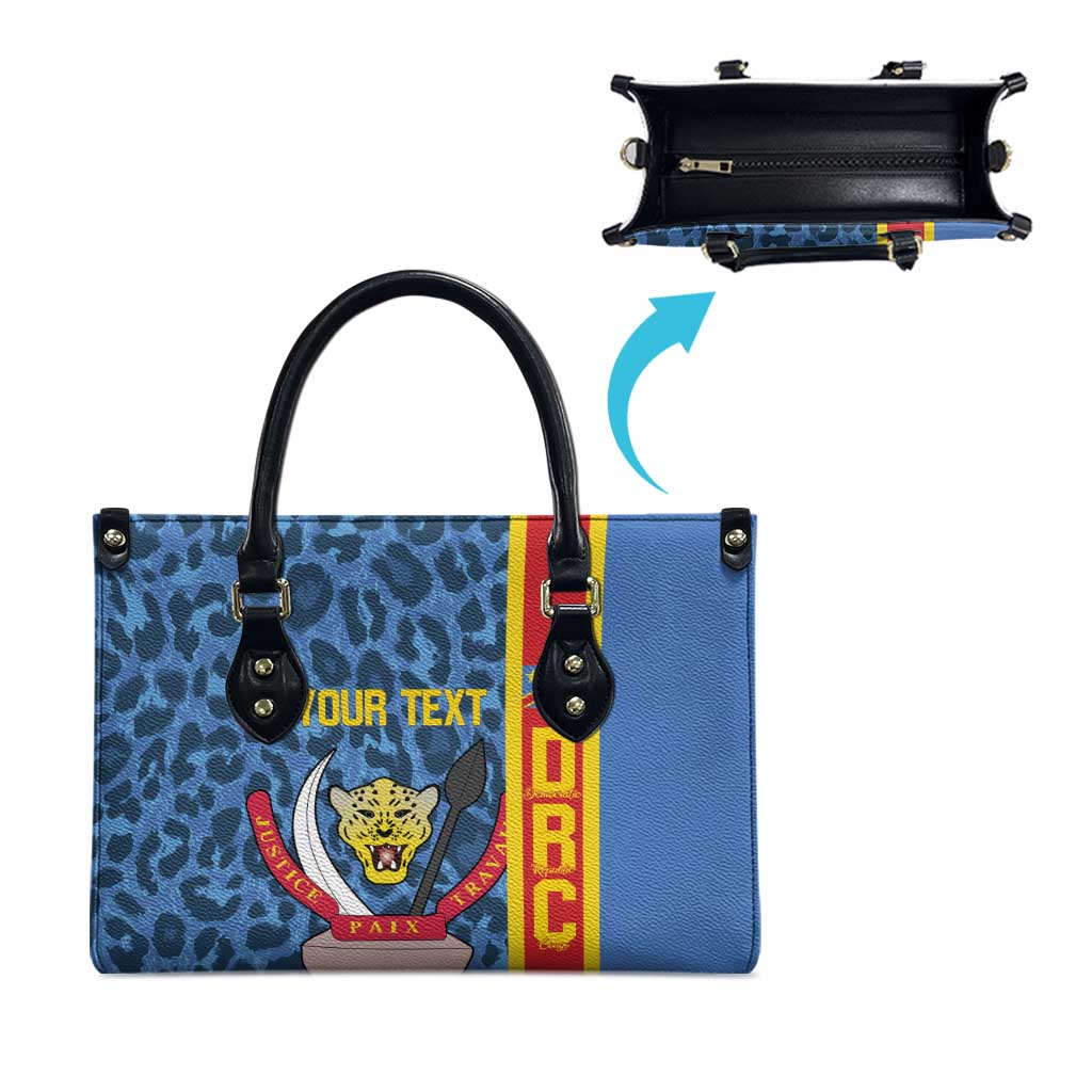 DR Congo Basketball Custom Leather Bag Come On Leopards Skin Pattern - Wonder Print Shop