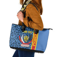 DR Congo Basketball Custom Leather Tote Bag Come On Leopards Skin Pattern - Wonder Print Shop