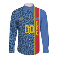 DR Congo Basketball Custom Long Sleeve Button Shirt Come On Leopards Skin Pattern - Wonder Print Shop