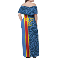 DR Congo Basketball Custom Off Shoulder Maxi Dress Come On Leopards Skin Pattern - Wonder Print Shop