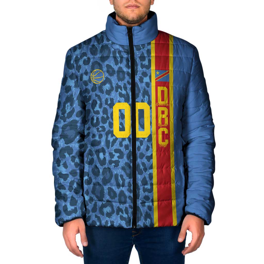 DR Congo Basketball Custom Padded Jacket Come On Leopards Skin Pattern - Wonder Print Shop