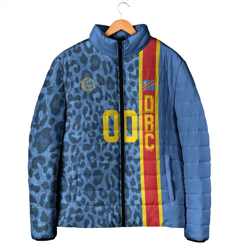 DR Congo Basketball Custom Padded Jacket Come On Leopards Skin Pattern - Wonder Print Shop