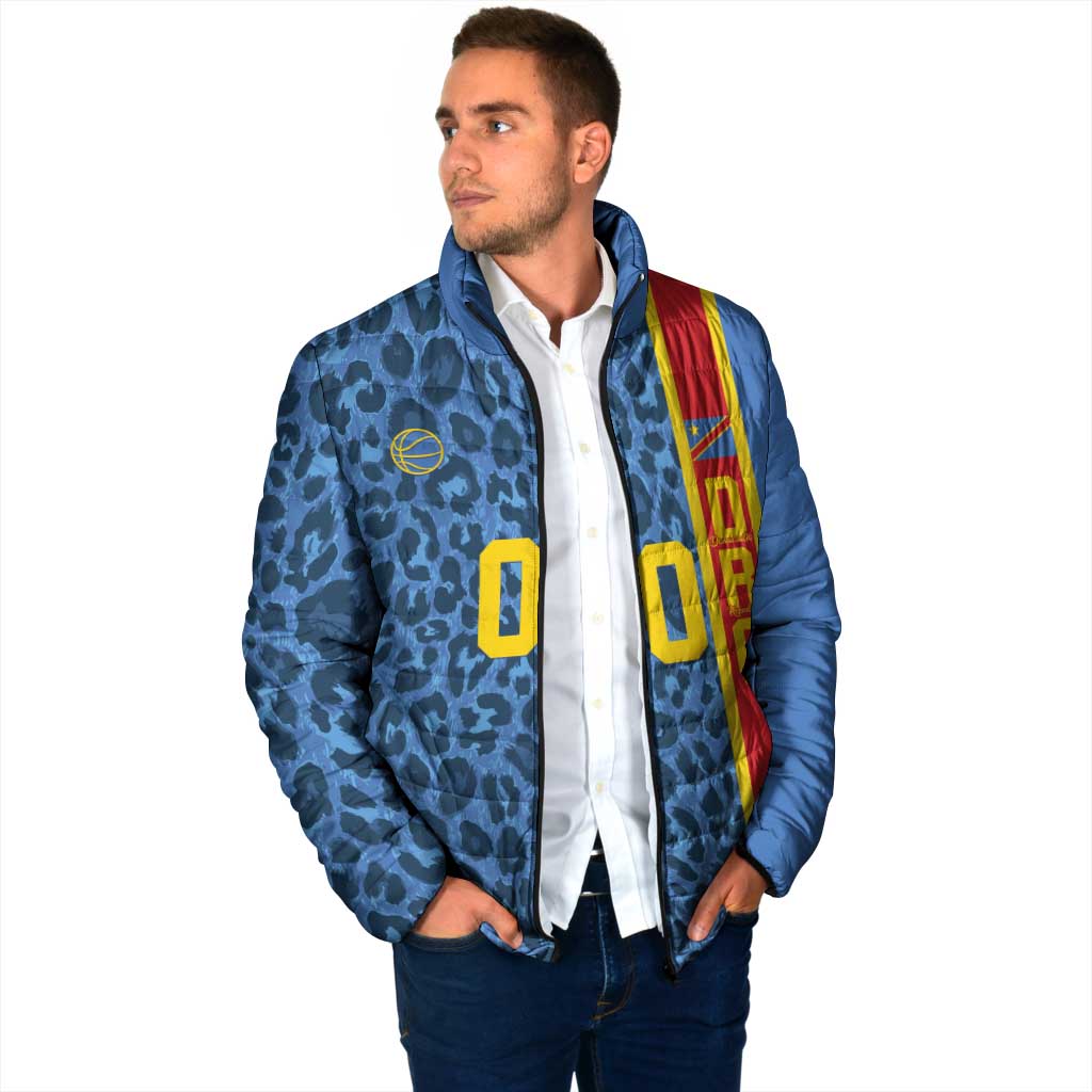 DR Congo Basketball Custom Padded Jacket Come On Leopards Skin Pattern - Wonder Print Shop