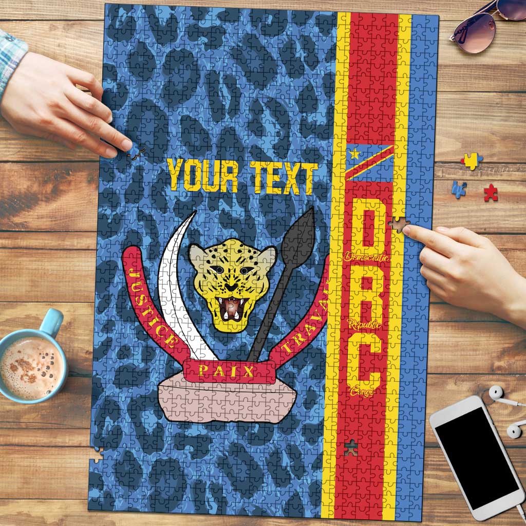 DR Congo Basketball Custom Puzzle Come On Leopards Skin Pattern - Wonder Print Shop