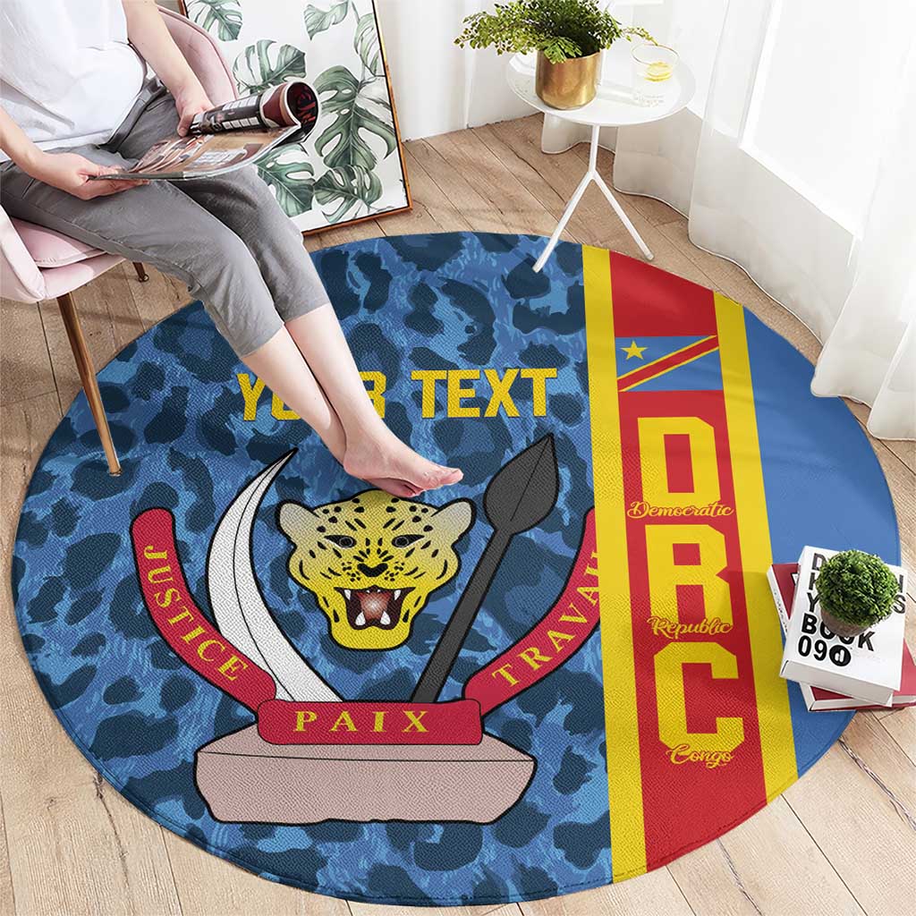 DR Congo Basketball Custom Round Carpet Come On Leopards Skin Pattern - Wonder Print Shop