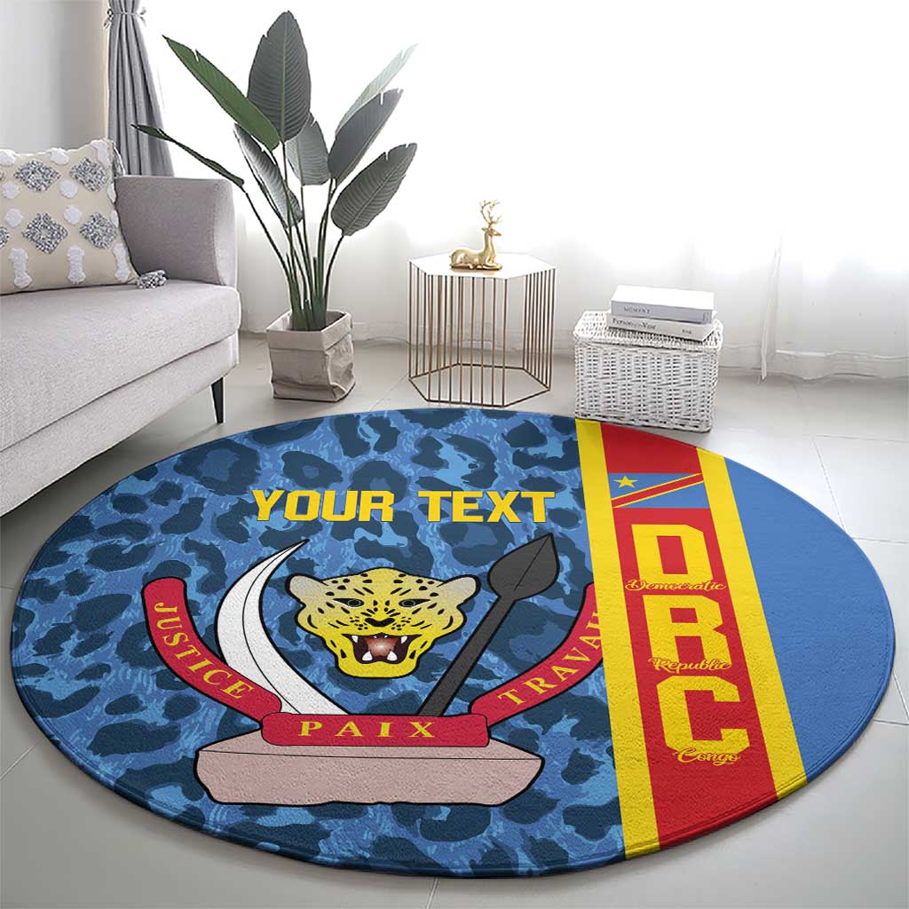 DR Congo Basketball Custom Round Carpet Come On Leopards Skin Pattern - Wonder Print Shop