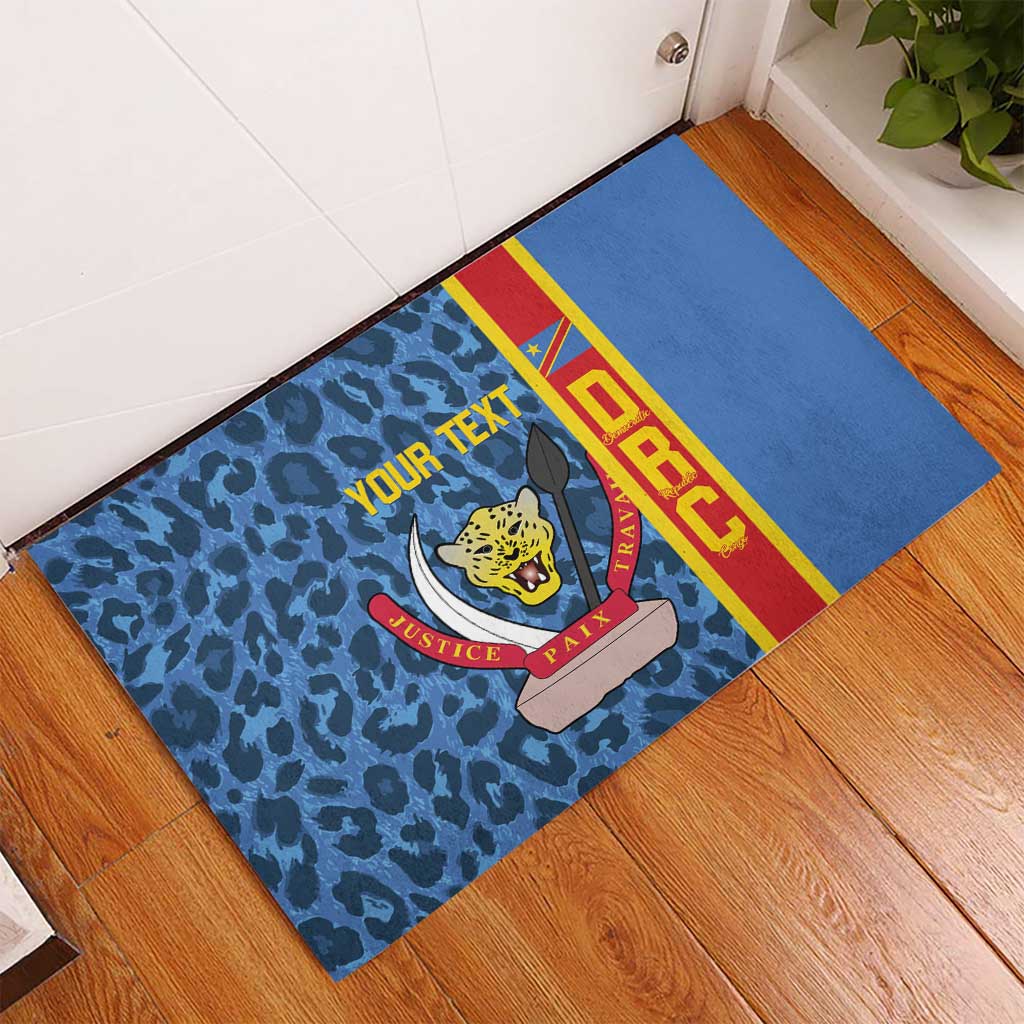 DR Congo Basketball Custom Rubber Doormat Come On Leopards Skin Pattern - Wonder Print Shop