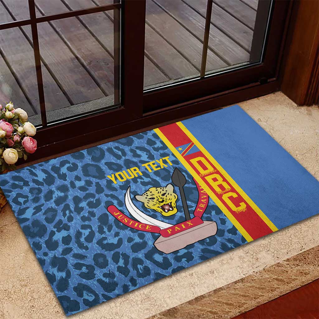 DR Congo Basketball Custom Rubber Doormat Come On Leopards Skin Pattern - Wonder Print Shop
