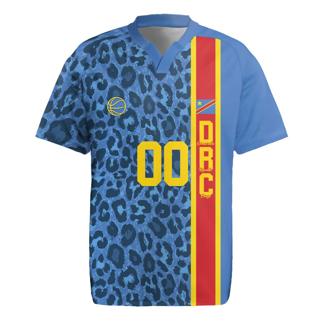 DR Congo Basketball Custom Rugby Jersey Come On Leopards Skin Pattern - Wonder Print Shop