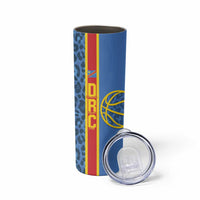 DR Congo Basketball Custom Skinny Tumbler Come On Leopards Skin Pattern - Wonder Print Shop