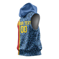 DR Congo Basketball Custom Sleeveless Hoodie Come On Leopards Skin Pattern - Wonder Print Shop