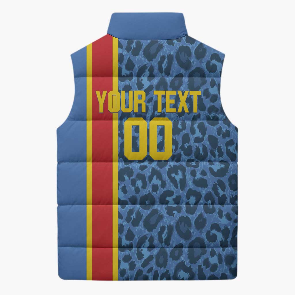 DR Congo Basketball Custom Sleeveless Puffer Jacket Come On Leopards Skin Pattern - Wonder Print Shop