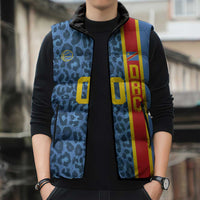 DR Congo Basketball Custom Sleeveless Puffer Jacket Come On Leopards Skin Pattern - Wonder Print Shop