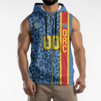 DR Congo Basketball Custom Sleeveless Zip Hoodie Come On Leopards Skin Pattern - Wonder Print Shop