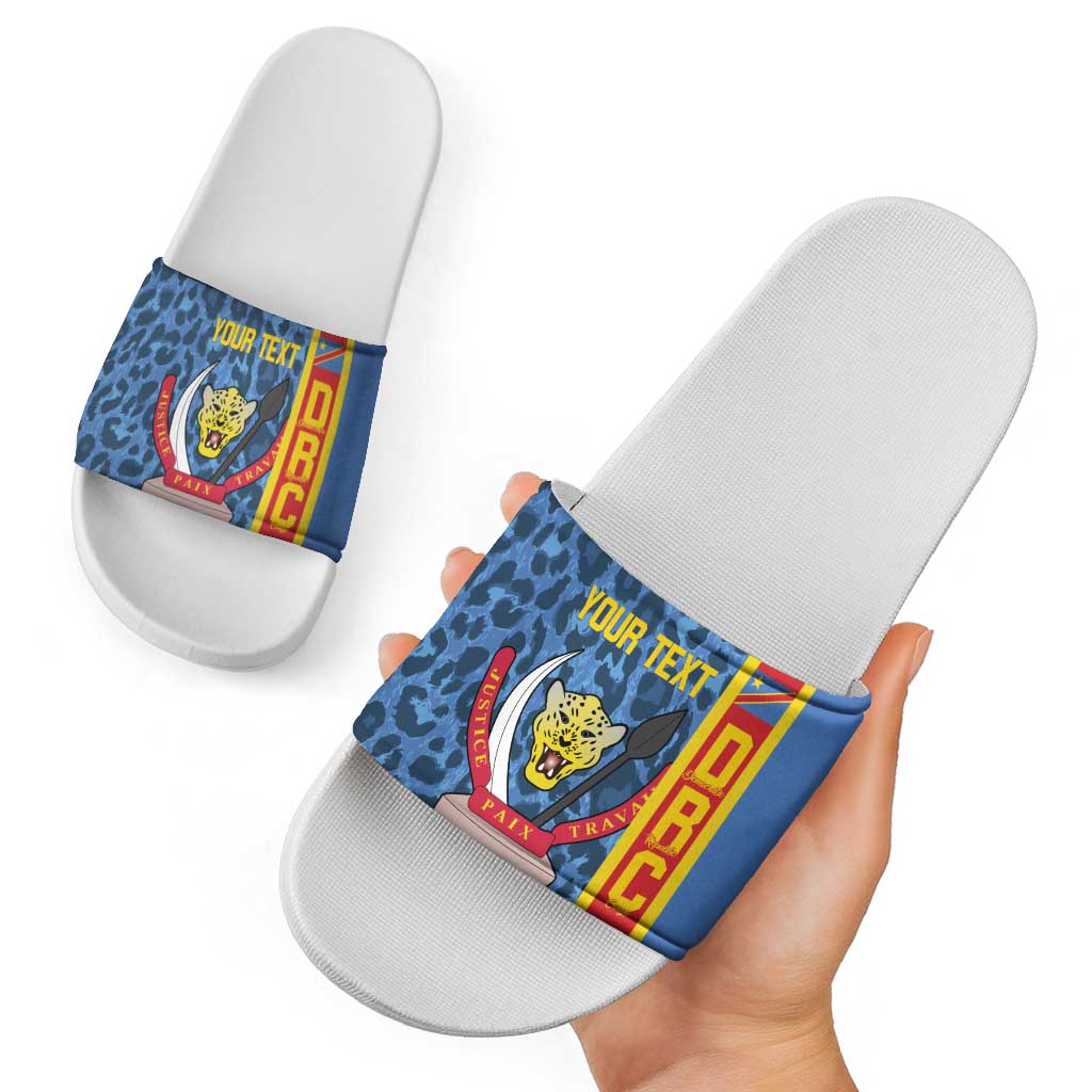 DR Congo Basketball Custom Slide Sandals Come On Leopards Skin Pattern - Wonder Print Shop