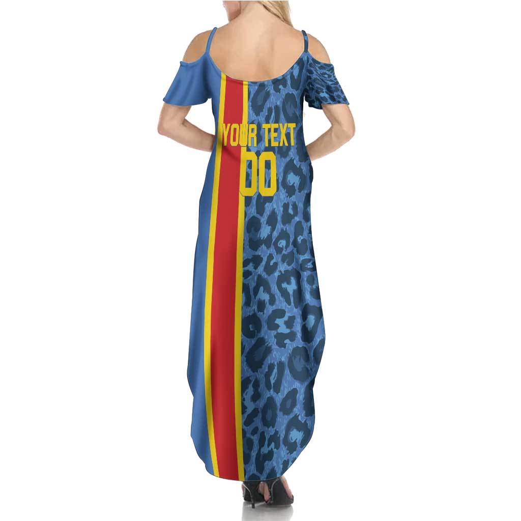 DR Congo Basketball Custom Summer Maxi Dress Come On Leopards Skin Pattern - Wonder Print Shop