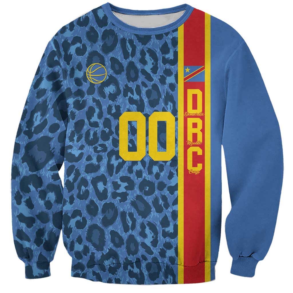 DR Congo Basketball Custom Sweatshirt Come On Leopards Skin Pattern - Wonder Print Shop