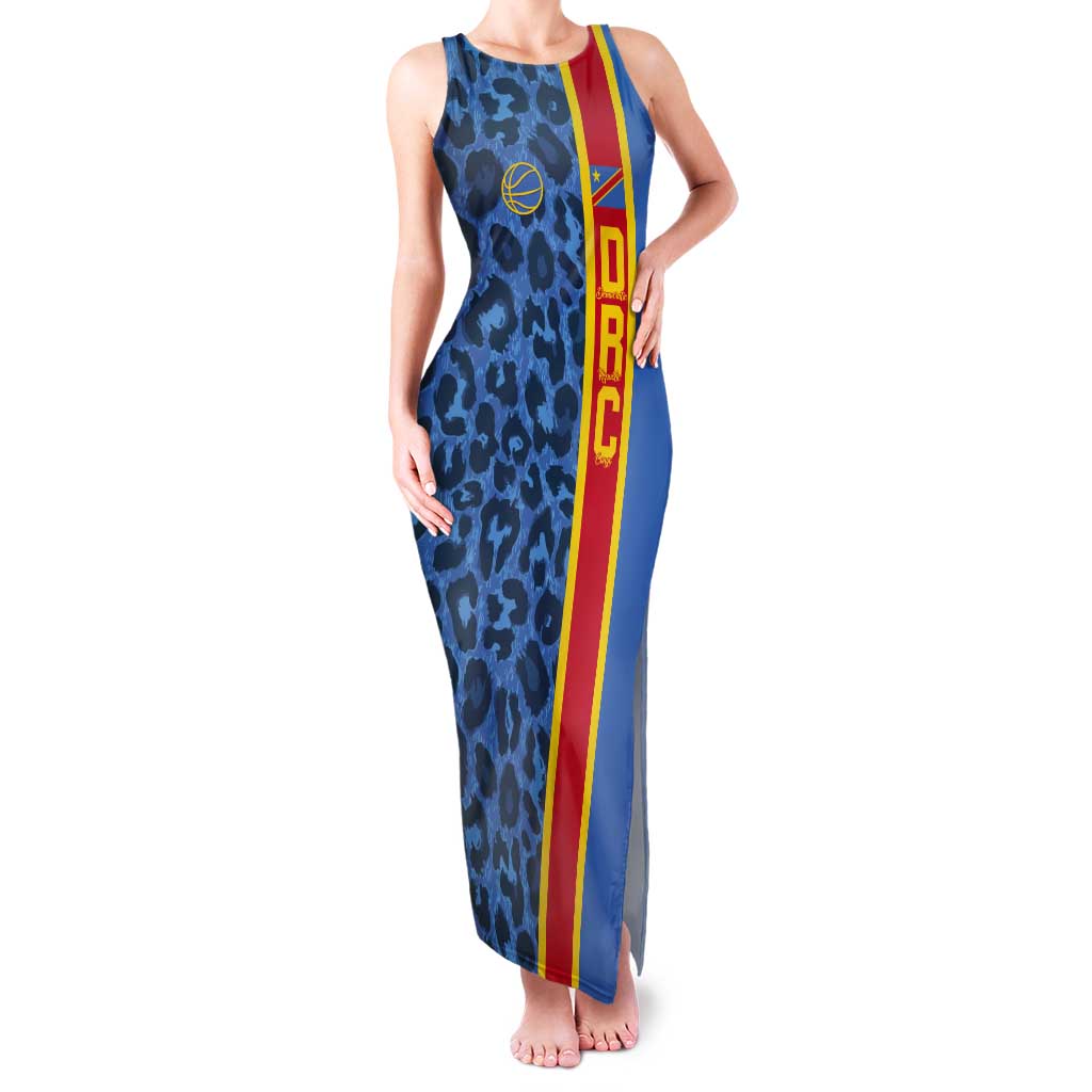 DR Congo Basketball Custom Tank Maxi Dress Come On Leopards Skin Pattern - Wonder Print Shop