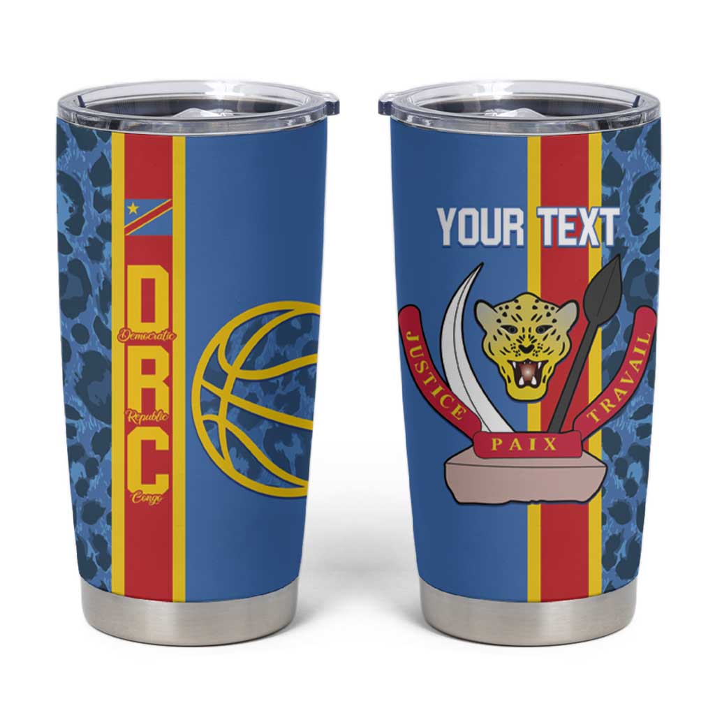 DR Congo Basketball Custom Tumbler Cup Come On Leopards Skin Pattern - Wonder Print Shop
