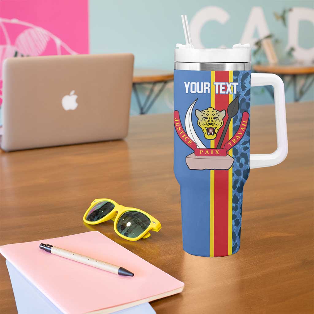 DR Congo Basketball Custom Tumbler With Handle Come On Leopards Skin Pattern - Wonder Print Shop