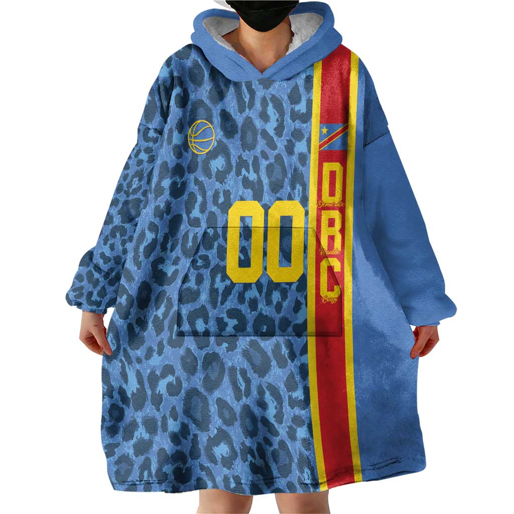 DR Congo Basketball Custom Wearable Blanket Hoodie Come On Leopards Skin Pattern - Wonder Print Shop