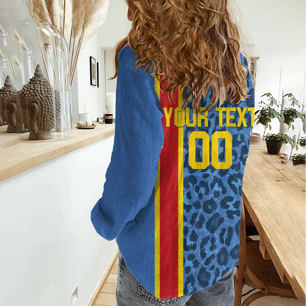 DR Congo Basketball Custom Women Casual Shirt Come On Leopards Skin Pattern - Wonder Print Shop