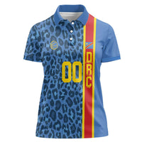 DR Congo Basketball Custom Women Polo Shirt Come On Leopards Skin Pattern - Wonder Print Shop