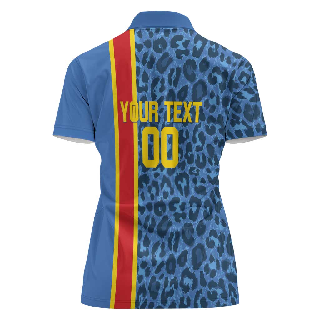 DR Congo Basketball Custom Women Polo Shirt Come On Leopards Skin Pattern - Wonder Print Shop