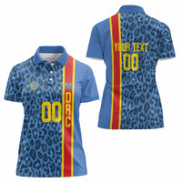 DR Congo Basketball Custom Women Polo Shirt Come On Leopards Skin Pattern - Wonder Print Shop