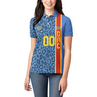 DR Congo Basketball Custom Women Polo Shirt Come On Leopards Skin Pattern - Wonder Print Shop