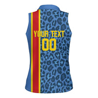 DR Congo Basketball Custom Women Sleeveless Polo Shirt Come On Leopards Skin Pattern - Wonder Print Shop