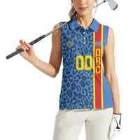 DR Congo Basketball Custom Women Sleeveless Polo Shirt Come On Leopards Skin Pattern - Wonder Print Shop