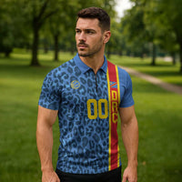 DR Congo Basketball Custom Zipper Polo Shirt Come On Leopards Skin Pattern - Wonder Print Shop