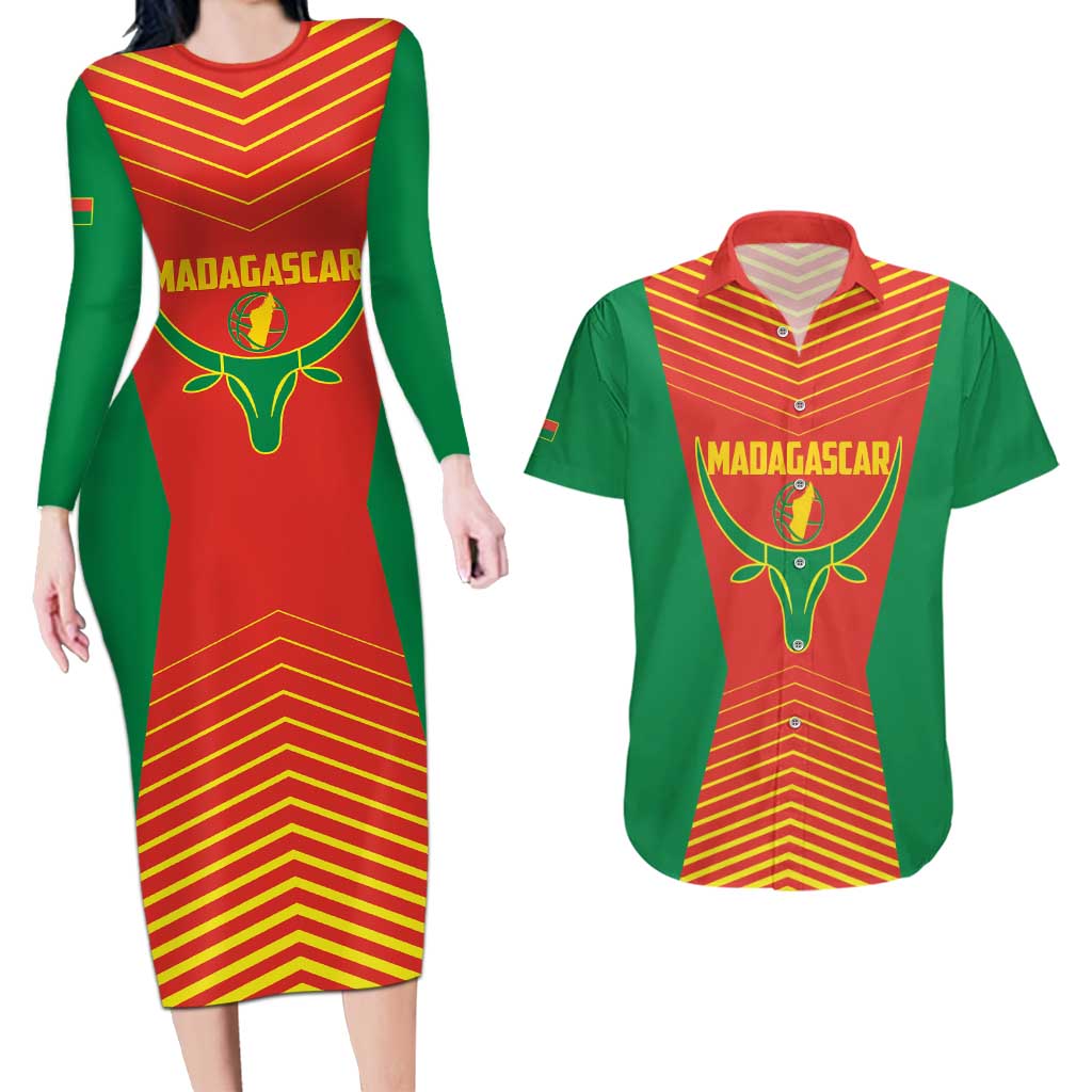 Madagascar Basketball Custom Couples Matching Long Sleeve Bodycon Dress and Hawaiian Shirt Come On Angel Manzano - Wonder Print Shop
