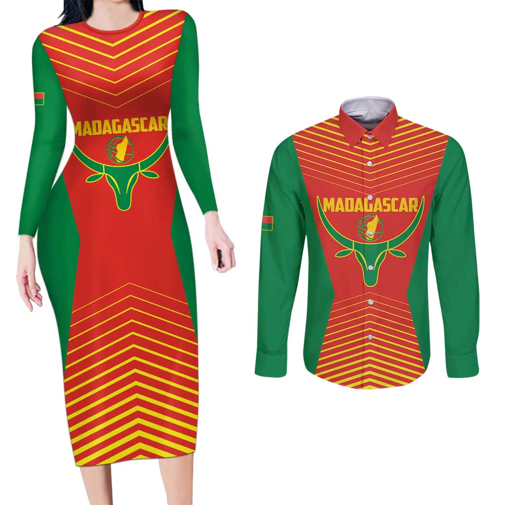 Madagascar Basketball Custom Couples Matching Long Sleeve Bodycon Dress and Long Sleeve Button Shirt Come On Angel Manzano - Wonder Print Shop