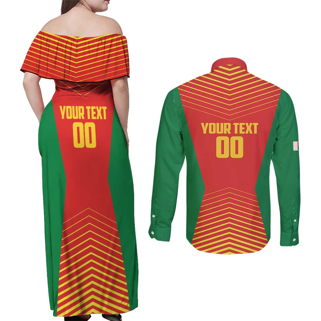 Madagascar Basketball Custom Couples Matching Off Shoulder Maxi Dress and Long Sleeve Button Shirt Come On Angel Manzano - Wonder Print Shop