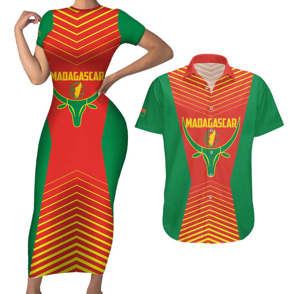 Madagascar Basketball Custom Couples Matching Short Sleeve Bodycon Dress and Hawaiian Shirt Come On Angel Manzano - Wonder Print Shop