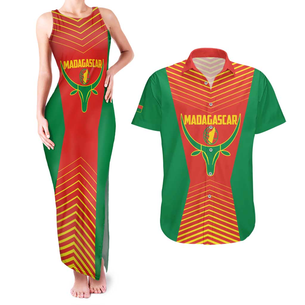 Madagascar Basketball Custom Couples Matching Tank Maxi Dress and Hawaiian Shirt Come On Angel Manzano - Wonder Print Shop