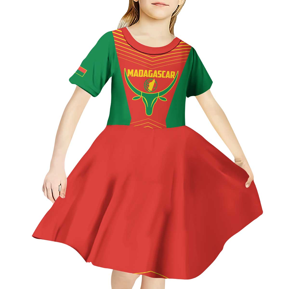 Madagascar Basketball Custom Kid Short Sleeve Dress Come On Angel Manzano - Wonder Print Shop