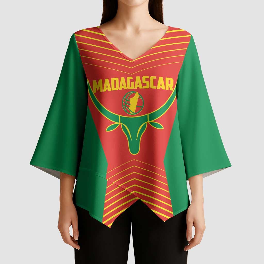 Madagascar Basketball Custom Kimono Sleeve Blouse Come On Angel Manzano - Wonder Print Shop