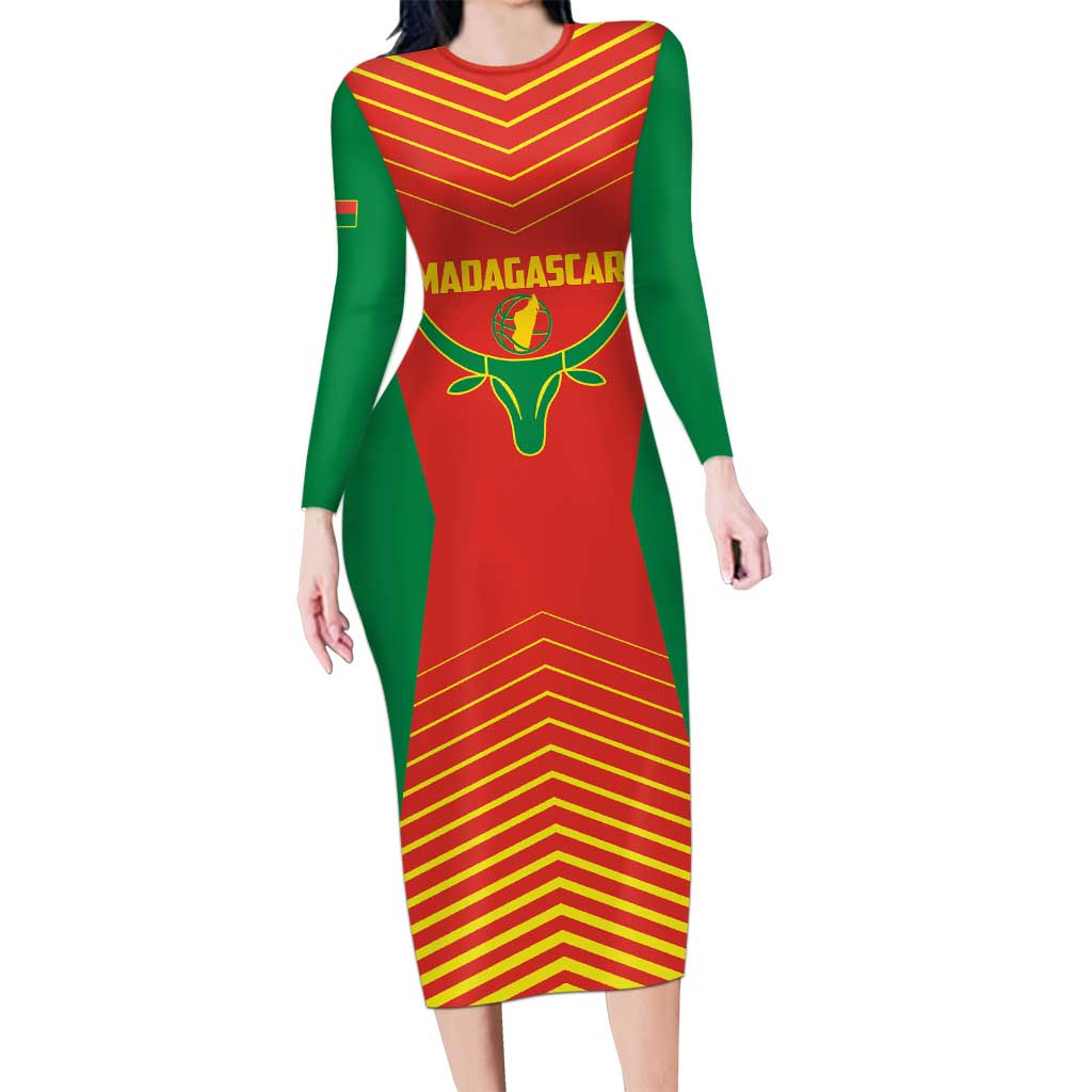 Madagascar Basketball Custom Long Sleeve Bodycon Dress Come On Angel Manzano - Wonder Print Shop