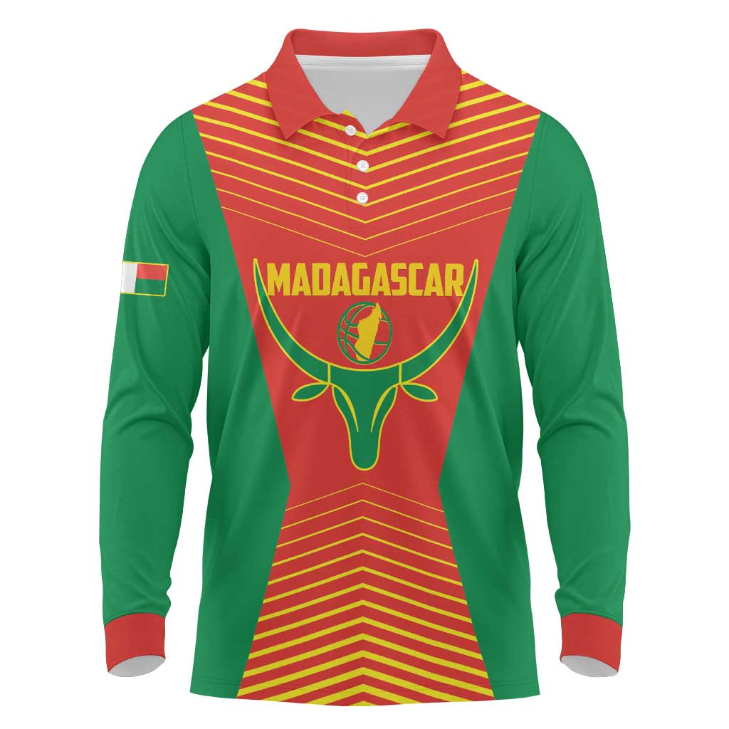 Madagascar Basketball Custom Long Sleeve Polo Shirt Come On Angel Manzano - Wonder Print Shop