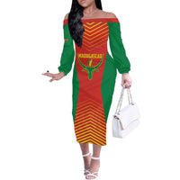 Madagascar Basketball Custom Off The Shoulder Long Sleeve Dress Come On Angel Manzano - Wonder Print Shop