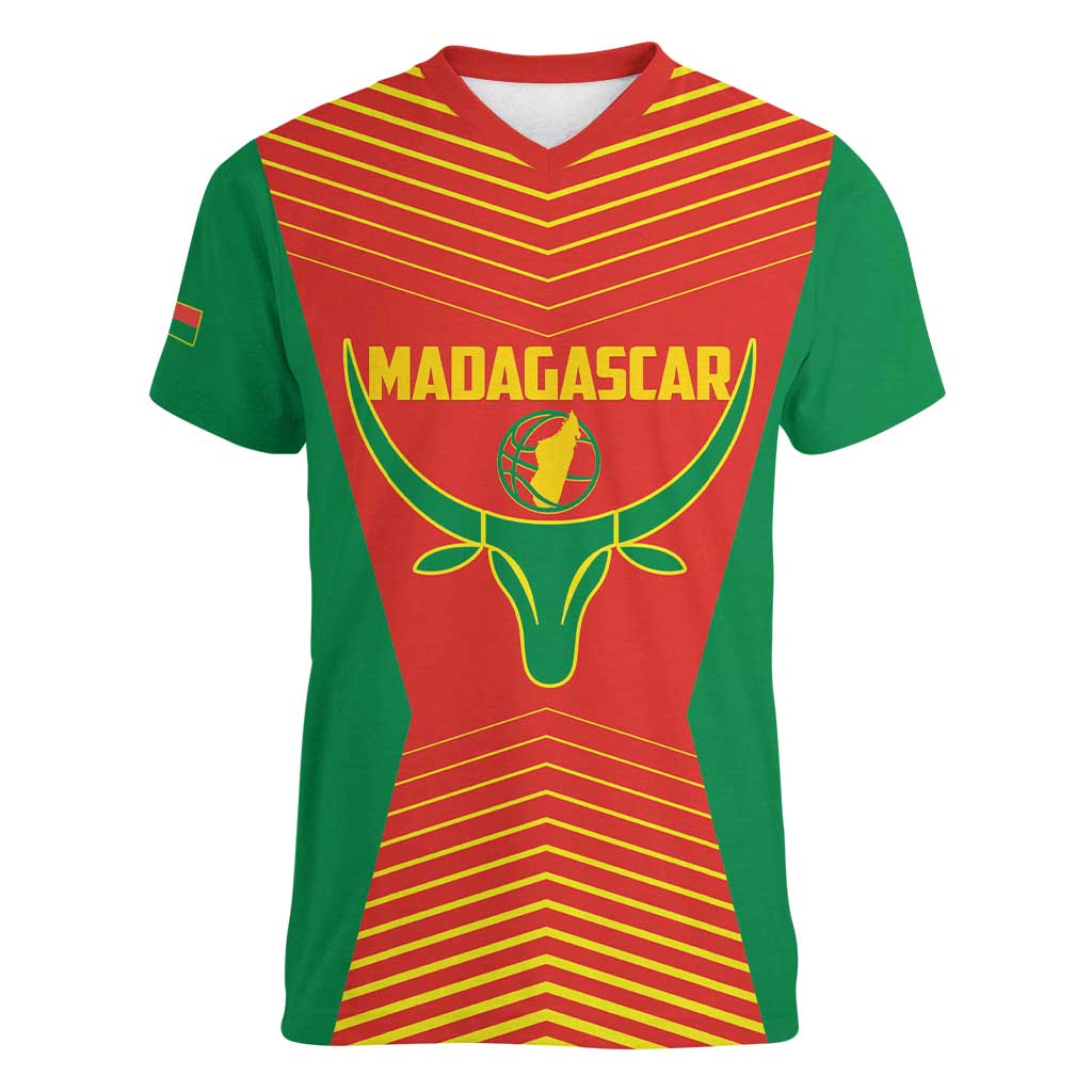 Madagascar Basketball Custom Women V-Neck T-Shirt Come On Angel Manzano - Wonder Print Shop