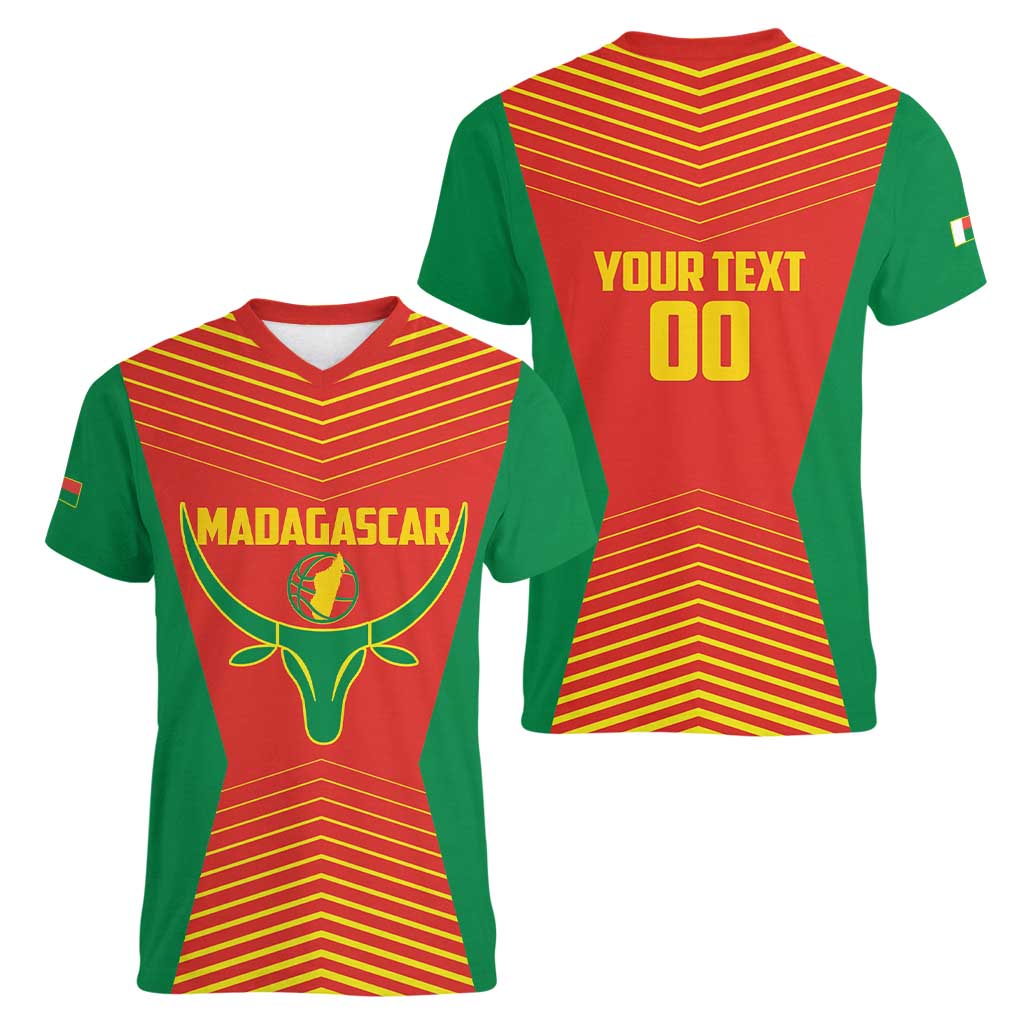 Madagascar Basketball Custom Women V-Neck T-Shirt Come On Angel Manzano - Wonder Print Shop