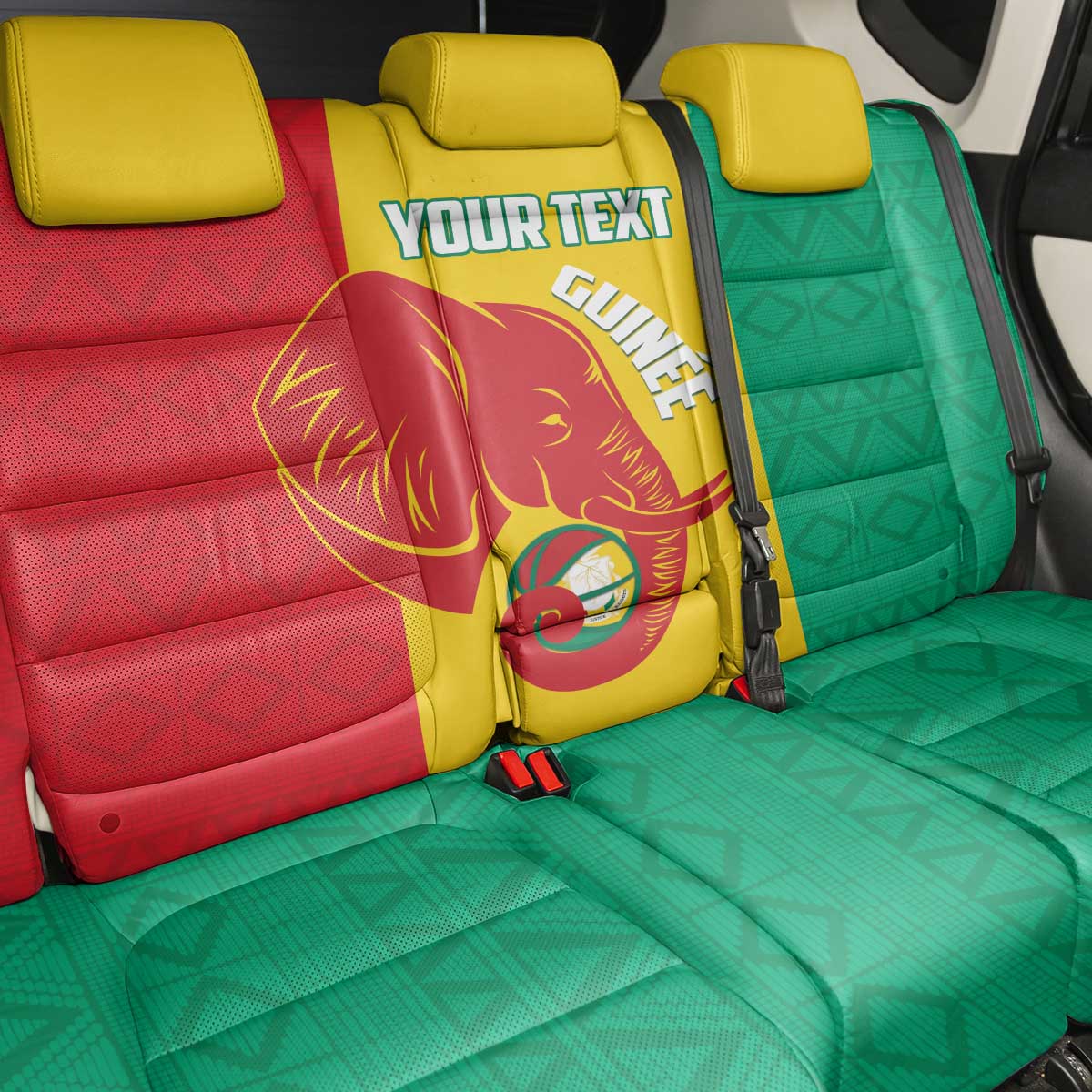 Guinea Basketball Custom Back Car Seat Cover Syli Nationale African Pattern - Wonder Print Shop