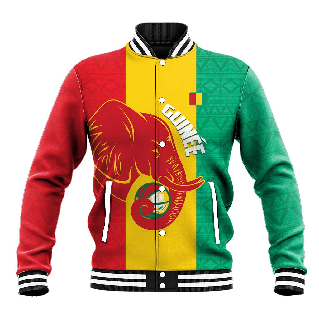 Guinea Basketball Custom Baseball Jacket Syli Nationale African Pattern - Wonder Print Shop