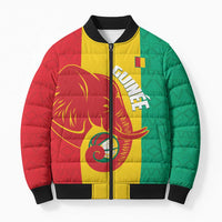 Guinea Basketball Custom Bomber Puffer Jacket Syli Nationale African Pattern - Wonder Print Shop