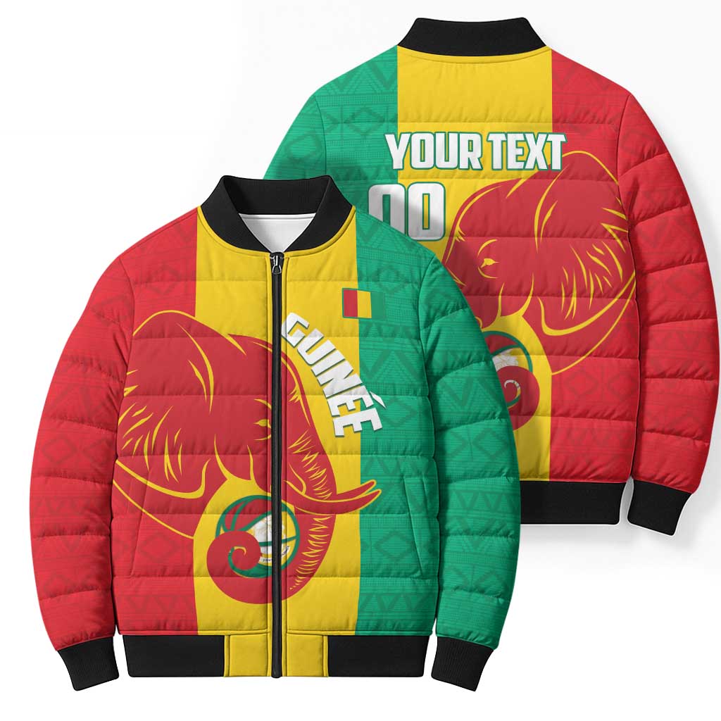 Guinea Basketball Custom Bomber Puffer Jacket Syli Nationale African Pattern - Wonder Print Shop