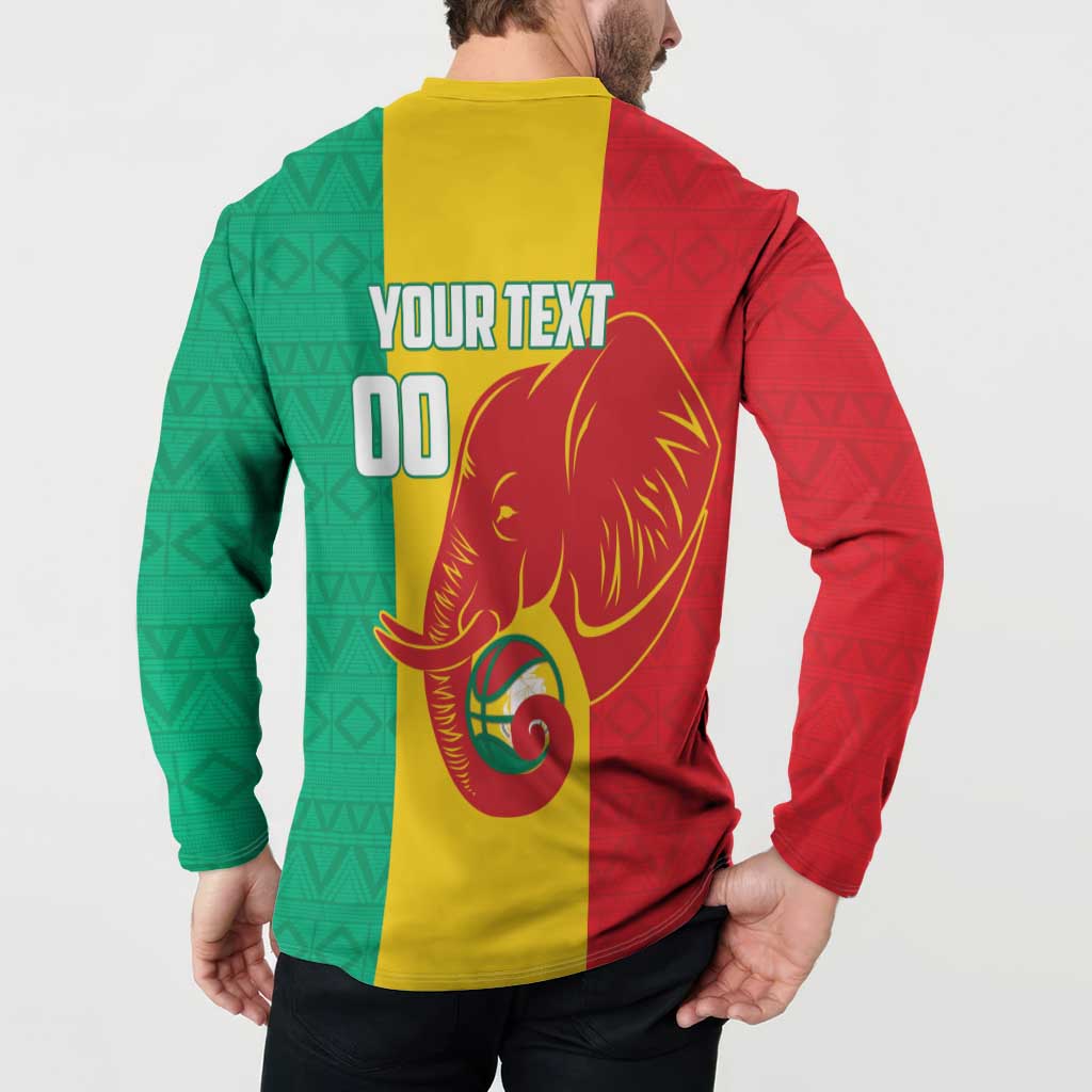 Guinea Basketball Custom Button Sweatshirt Syli Nationale African Pattern - Wonder Print Shop